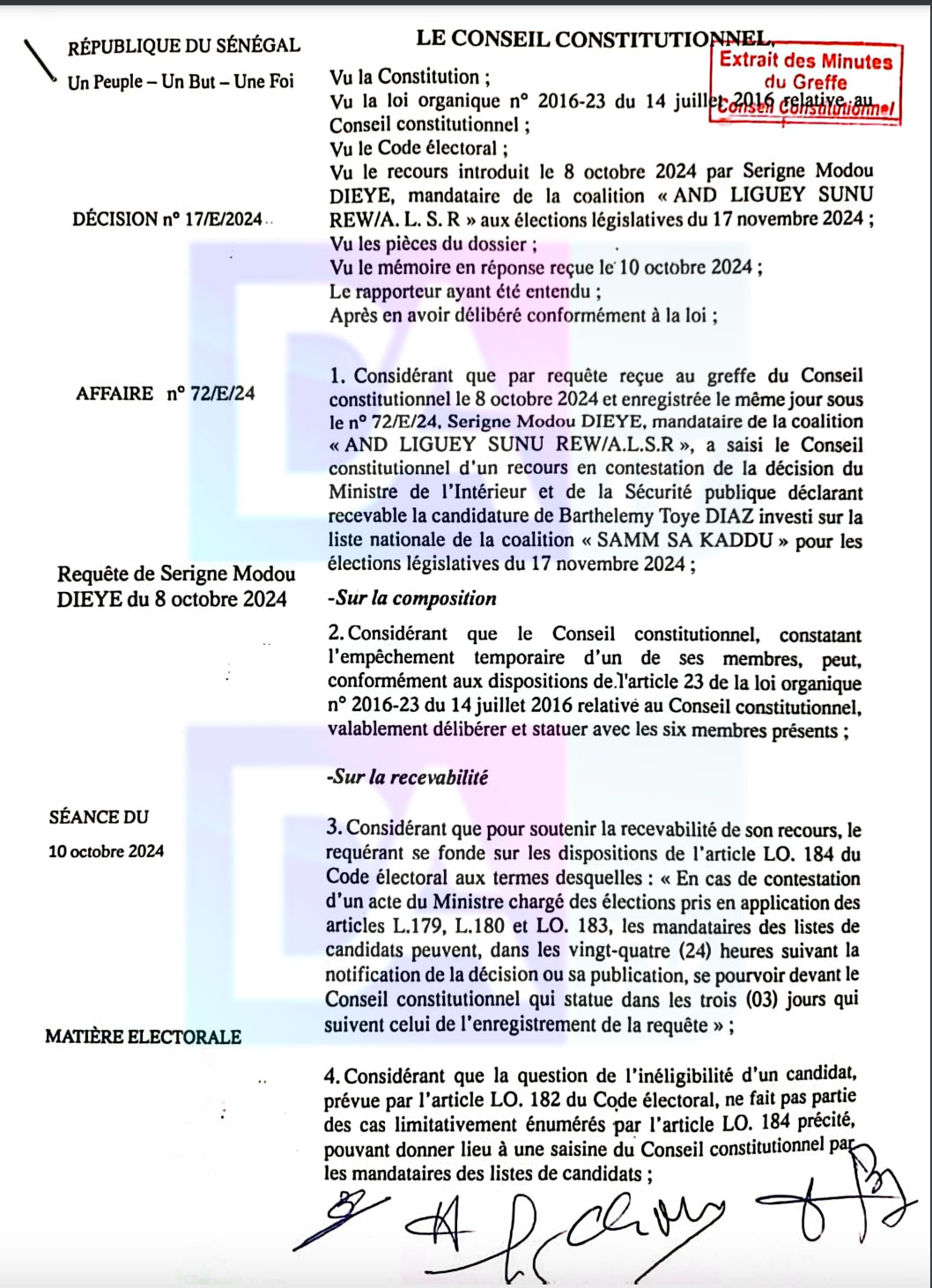 Candidature de Barthélémy Dias : pourquoi le Conseil constitutionnel a rejeté le recours contre la tête de liste de Sam Sa Kaddu (Document)