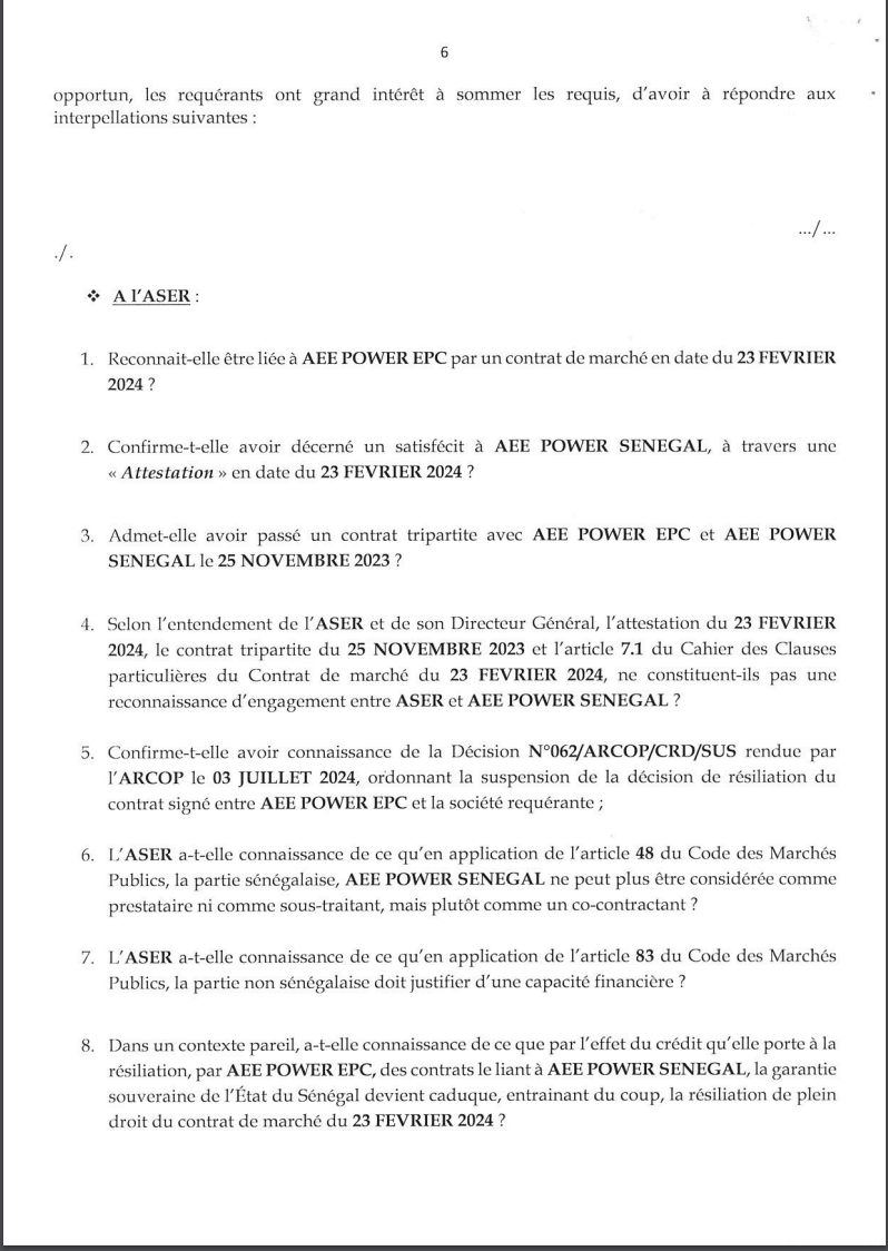 Affaire Scandale de l'Aser : AEE Power Sénégal et son DG, Saidou Kane envoient une sommation interpellative à Jean Michel Sene.