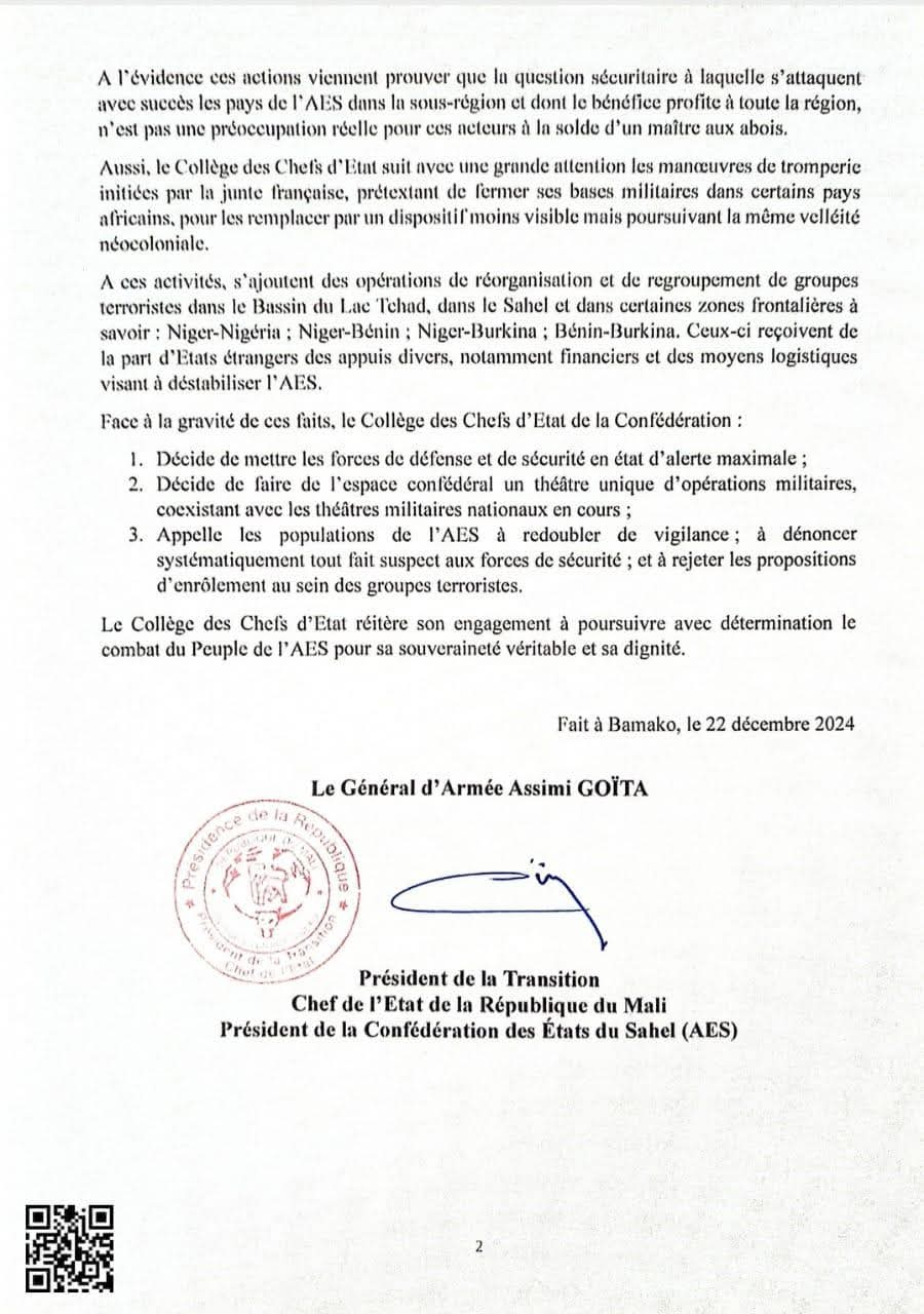 Mali, Niger et Burkina rejettent le délai de rétraction accordé par la Cedeao