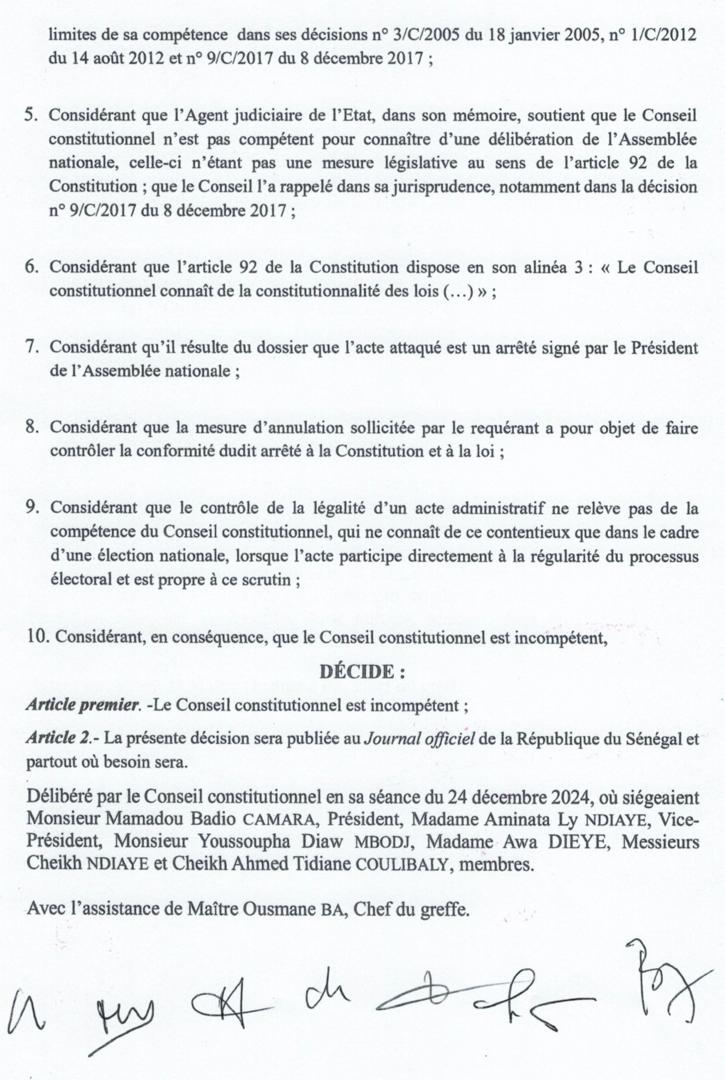 Requête de Barthélemy Dias: le Conseil constitutionnel se déclare incompétent