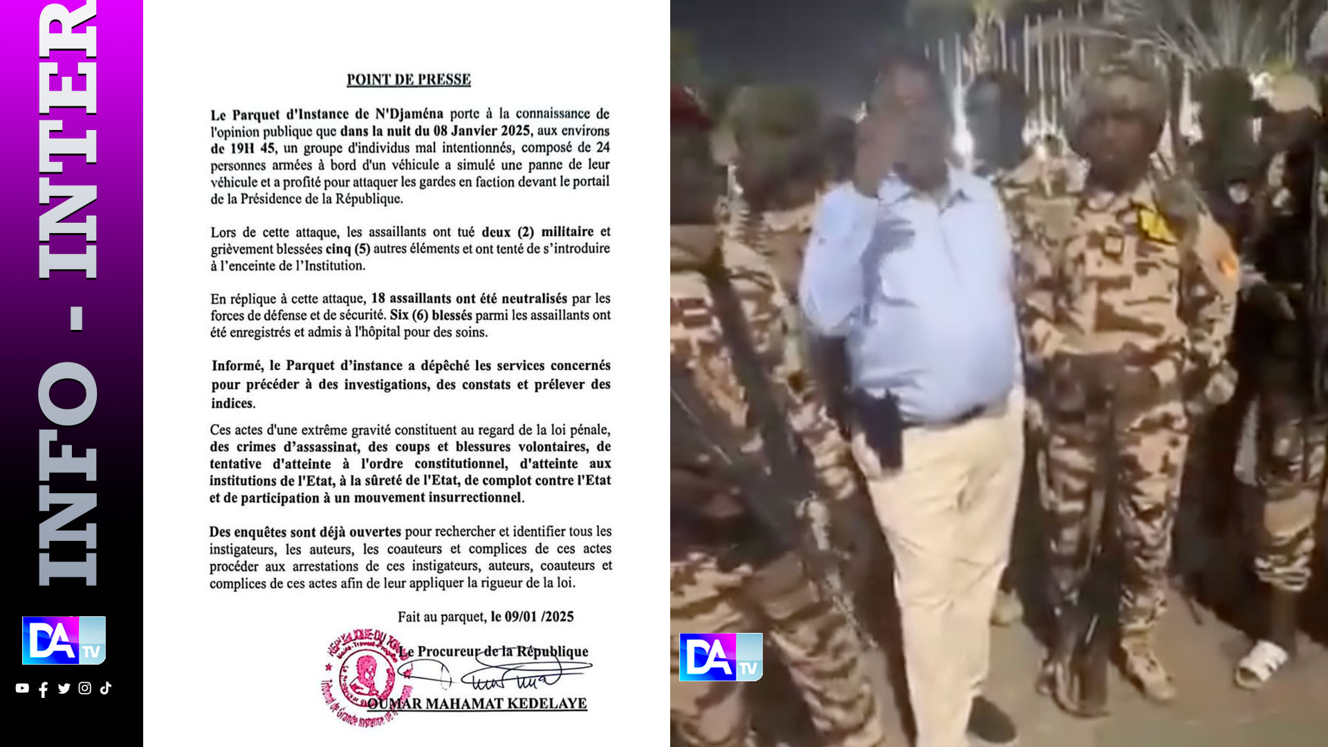 Tchad – Attaque contre la présidence de la République: le parquet d'instance de N'Djaména ordonne l'ouverture d'une enquête…