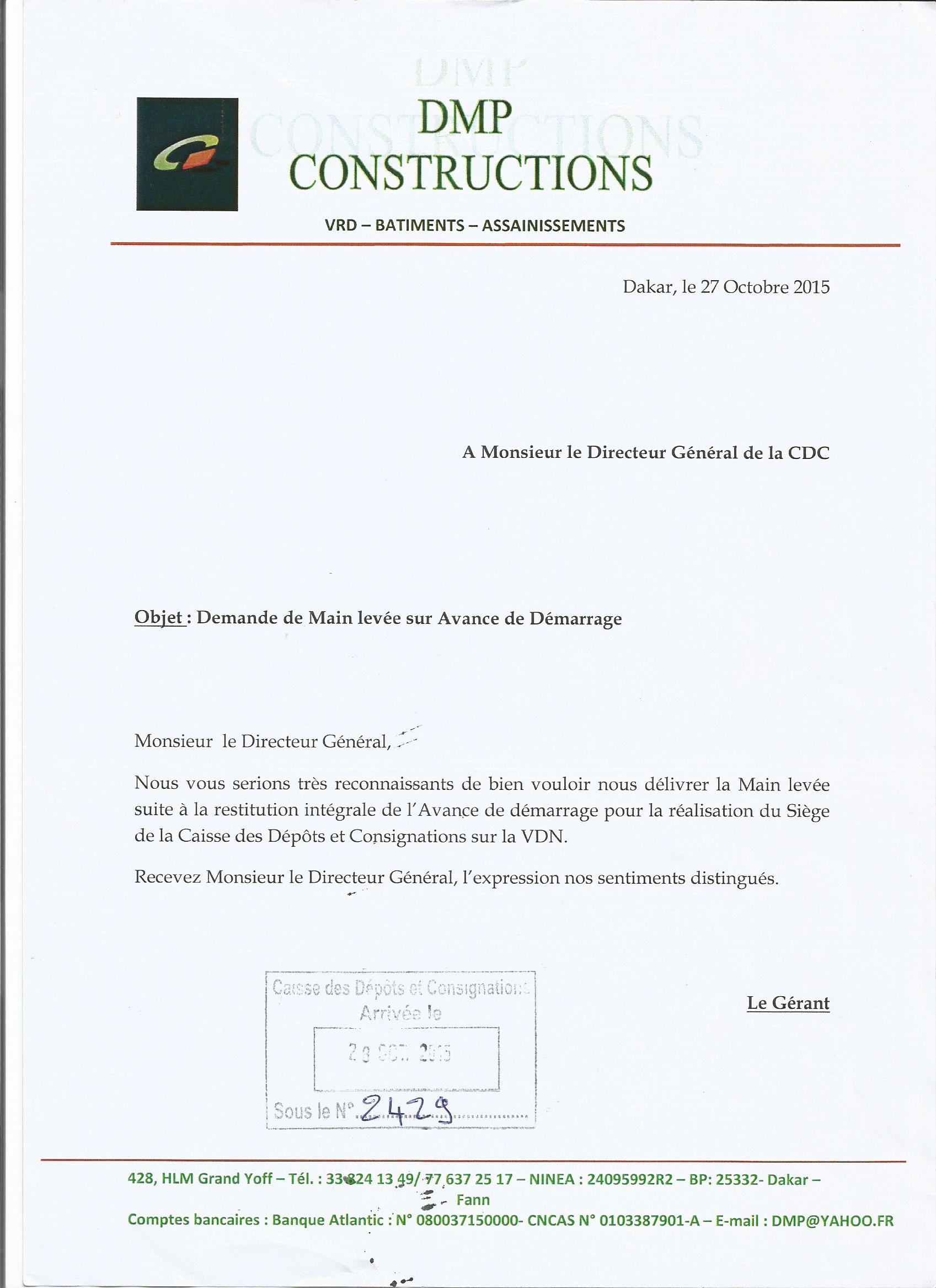 Érection du Siège de la Caisse des Dépôts et Consignations par DPM Constructions : Toute la vérité sur la brouille de 145 millions F Cfa entre le Dg Thierno Niane et le Dg Moustapha Ahmet Amar (Documents)