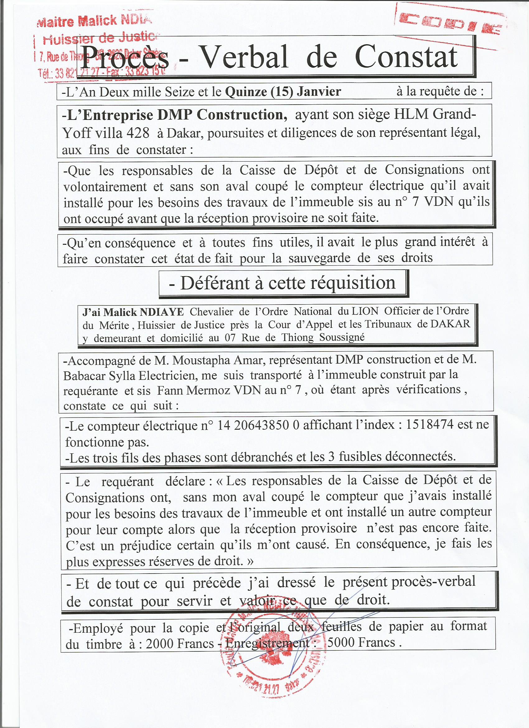 Érection du Siège de la Caisse des Dépôts et Consignations par DPM Constructions : Toute la vérité sur la brouille de 145 millions F Cfa entre le Dg Thierno Niane et le Dg Moustapha Ahmet Amar (Documents)