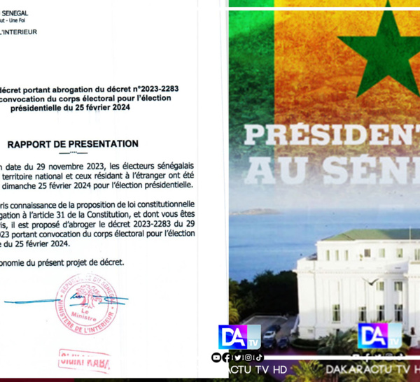 Sénégal: Voici le rapport de présentation du projet de décret portant abrogation du décret n°2023-2883 portant convocation du corps électoral pour l'élection présidentielle du 25 février 2024