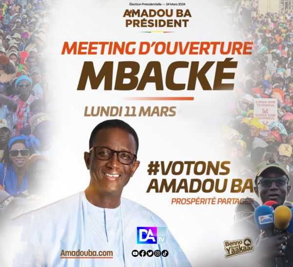 [ 🛑 DIRECT] : Campagne 2024 (Mbacké) : Meeting d’ouverture, Amadou Bâ en démonstration de force !