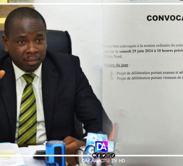 Thiès-Nord: Le maire Birame Soulèye Diop convoque les conseillers municipaux à une session ordinaire du Conseil municipal, ce samedi 29 juin 2024 (document)