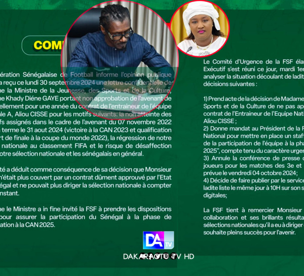 Refus du ministre des Sports de prolonger son contrat d’une année : la FSF entérine le départ d’Aliou Cissé à la tête de l’équipe nationale du Sénégal .