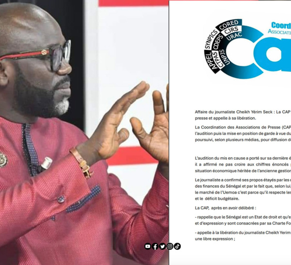 Placement en garde à vue de Cheikh Yérim Seck : la CAP dénonce une atteinte à la liberté de presse et demande sa libération.