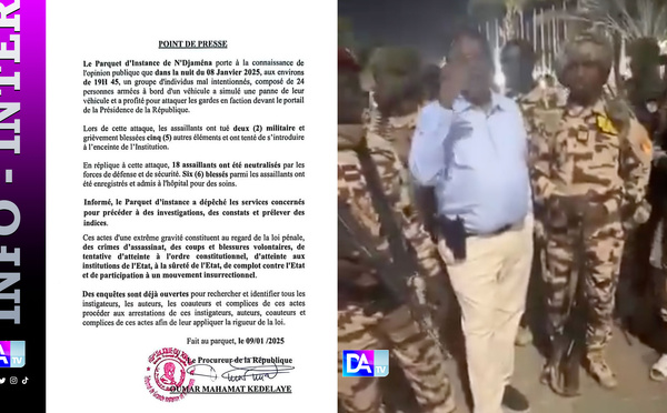 Tchad – Attaque contre la présidence de la République: le parquet d'instance de N'Djaména ordonne l'ouverture d'une enquête…